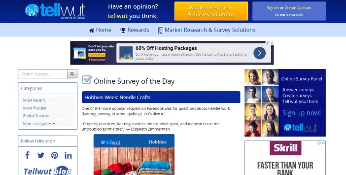 Tellwut - Best Survey Sites for Walmart Gift Cards
