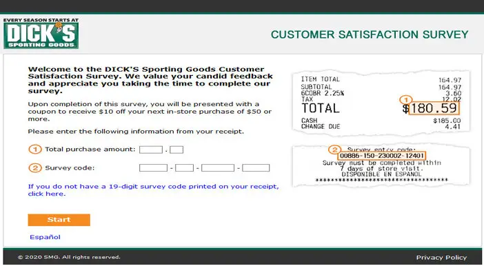 Dickssportinggoods Feedback Survey - Surveystor