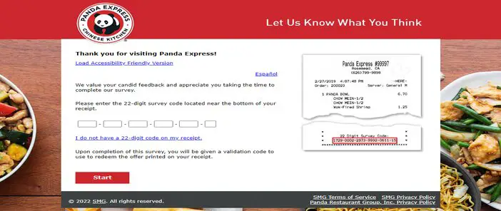 Encuesta Panda Express Feedback - Surveystor