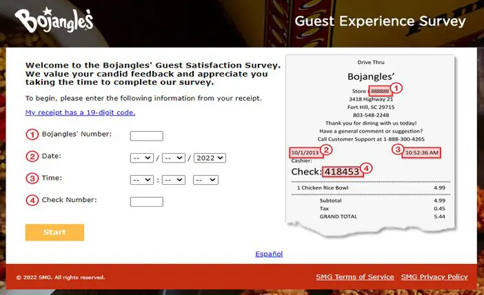 Bojangles Guest Experience Survey - Surveystor